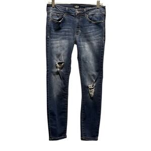 Bebe Heartbreaker Ankle Distressed Ripped Blue Denim Jeans Sz 29/26